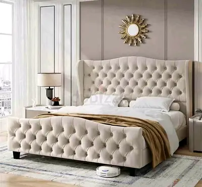 My Tufted Beige Upholstered King Bed - Good Condition