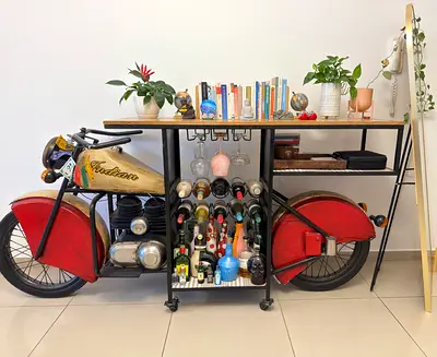 Unique Vintage Motorcycle Console Table / Bar