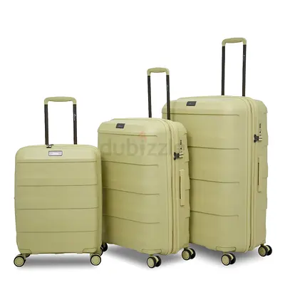 EMCORA 3 Pcs Polypropylene Luggage Set Hard Shell Suitcase TSA Lock 360 Spinner Wheels TravelTrolley