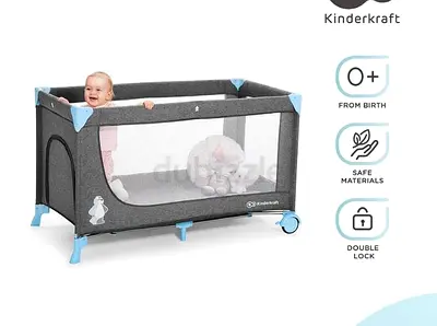 Kinderkraft Travel Cot / Playpen - Gray, Good Condition