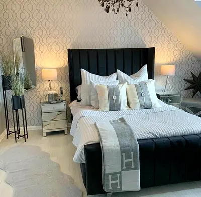 Modern style tall headboard fully customisable bed with soft Valvet Fabric
