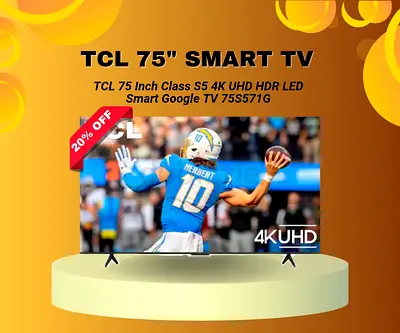 TCL 75 Inch TV |  Class S5 4K UHD HDR LED Smart Google TV | 75S571G