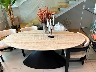 Modern Oval Dining Table with Unique Base