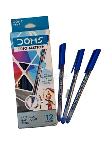 DOMS Tri-Matic+ Ball Pens – 12 PCS | Easy Grip Design