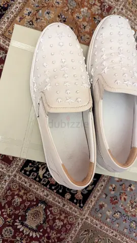 Beige studded slip-on womens sneakers