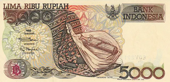 INDONESIA 5000 RUPIAH BANKNOTE 1992