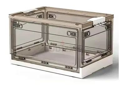 40L Foldable Plastic Storage Box with Lids Plastic Transparent Door Storage Organizer Collapsible St