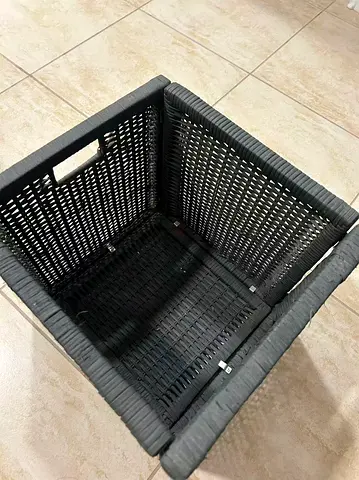 IKEA Black Rattan Storage Basket - Square Wicker Bin