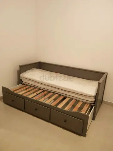 IKEA Hamnes day bed with 3 big storage drawers underneath and with 2 IKEA mattresses