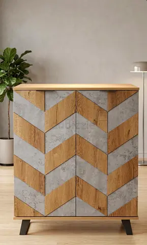 Stylish Modern Armoire with Chevrons-081