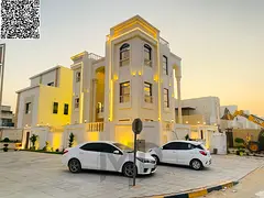 Luxury classic villa for sale in Al Zahia, located on the corner of two streets, with a luxurious de