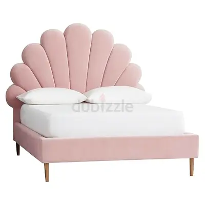 Pink Velvet Scallop Shell Bedframe