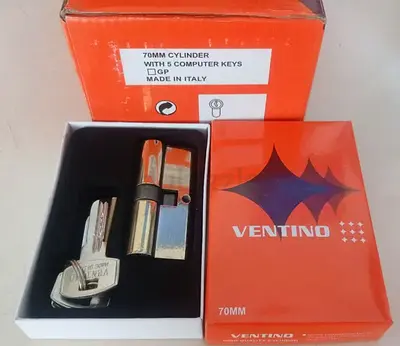 Ventino 70mm Cylinder Lock with 5 Keys - New in Box Made in Italy