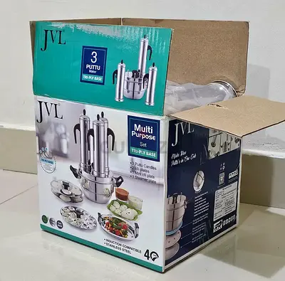Stainless Steel Puttu Maker with 3 Puttu, 2 Idly, 1 Mini Idly Dhokla Plates