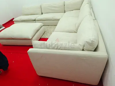 Crate and barrel unwind modular 6 piece feather 🪶 filled sofa with ottoman