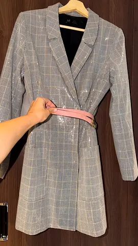 Zara TRF Check Blazer Dress with Sequins – Size L