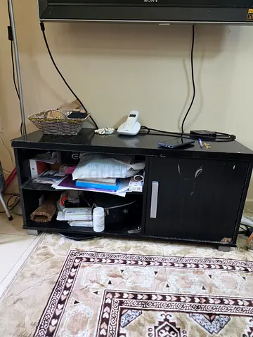 Black Storage Cabinet with Open Shelves