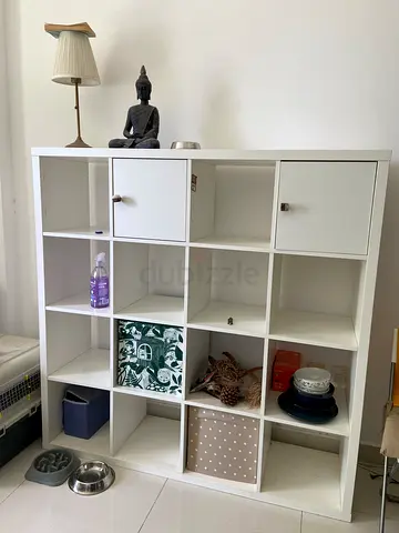 IKEA KALLAX Shelf Unit – White, 16 Cubes with 2 Doors Bookcase and extra 3 box
