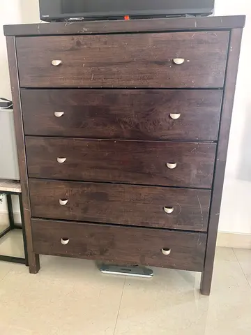 5-Drawer Wooden Dresser - Sturdy, Used (Some Scratches)