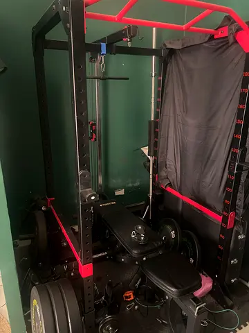 My Power Rack with Lat Pulldown, Pull-Up Bar  Dip Station with Olympic bar and all accessories
