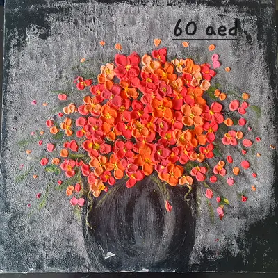 textured floral acrylic painting on canvas — small, 40 AED Big one -60 AED