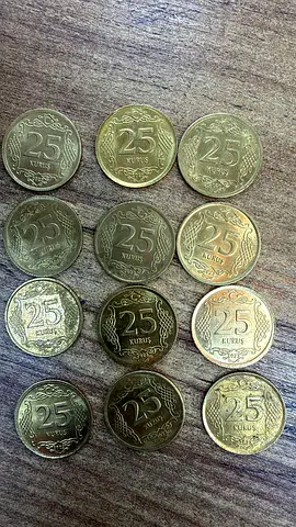 25 KURUŞ Republic of Türkiye First Period Original Yellow Coin UU2OO1 The price given is per unit.!!
