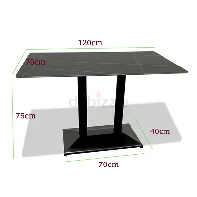 Black rectangular dining table — 120 x 70 x 75 cm