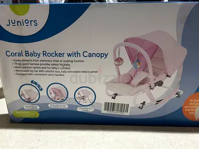 Coral baby rocker with canopy