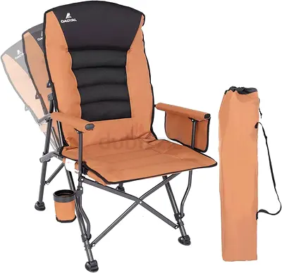 Camping Chairs for Adults, Adjustable Backrest Heavy Duty Oversized Folding Chair Supports 350lbs fo