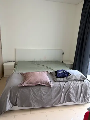 bed frame 180x200 with headboard and 4 drawers, matress and two bedside tables