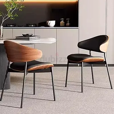 Modern Wooden-Back Dining Chairs with Black Cushions price for one only