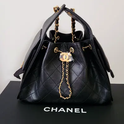 Chanel 25 Hobo Bag Small in Black Caviar Gold Hardware