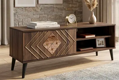 Stylish Modern TV Stand with Geometric Design-258