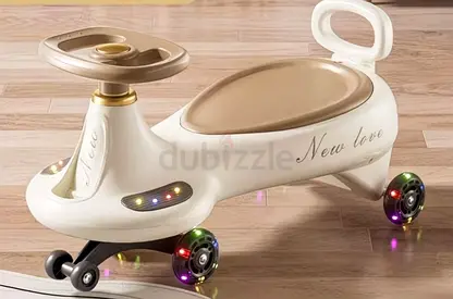 White  Gold Toddler Ride-On Car with LED Wheels