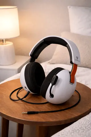 White over-ear wired headphones — lightly used