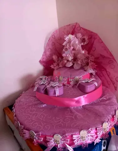 Pink Handmade Diaper Cake Centerpiece — Baby Girl Shower Decor