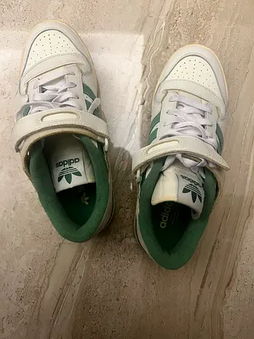 Adidas white  green sneakers (lightly used)