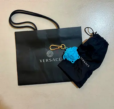 Versace Medusa bag charm / keyring - turquoise (with pouch  shopping bag) - UNUSED