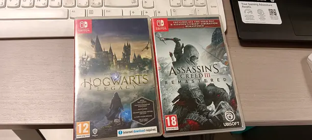 Nintendo switch games, Hogwarts legacy  assassins Creed 3 remastered