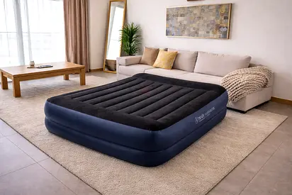 Queen Inflatable Air Mattress (Flocked Top) — Used, Good Condition