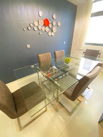 Full Modern Dining Set Steel  Glass