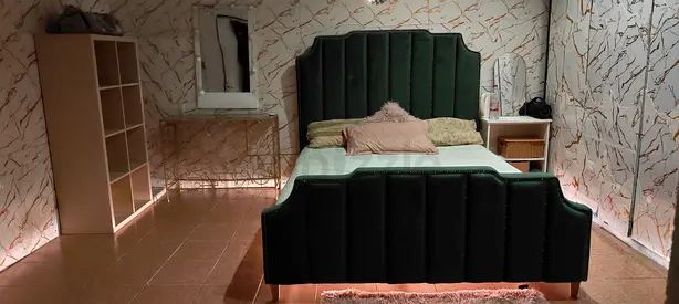 My dark green velvet bed frame with mattress - good condition