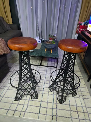Pair of Industrial Bar Stools inspired by Eiffel Tower