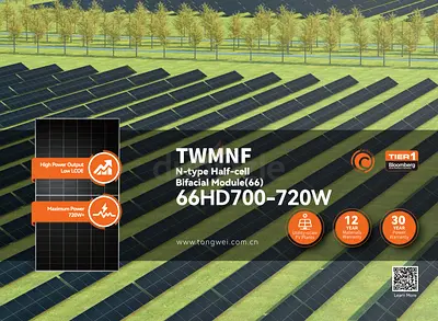 TONGWEI 700–720W Solar Panel Monocrystalline High-Efficiency HD Module Utility  Commercial Use