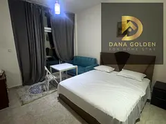 Available today in Dubai Warsan 4 studio with balcony, gym, and parking. Furnished with hotel-style