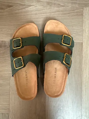 Primark green double-strap buckle sandals, gently used