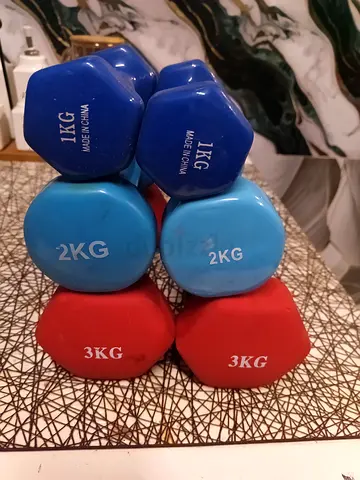 Neoprene dumbbell set (pairs): 1kg, 2kg, 3kg