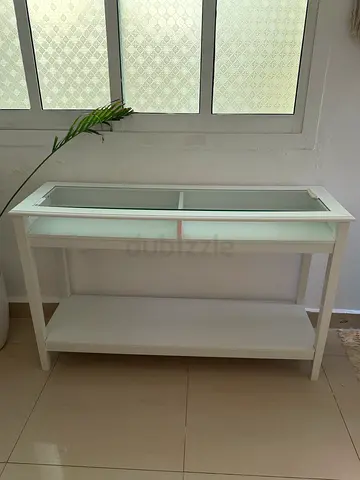 White Console / Entertainment Unit with Glass Top