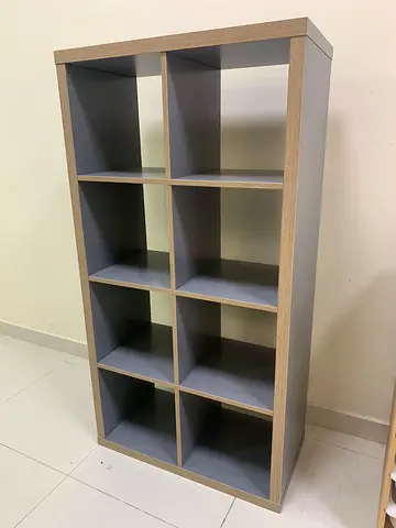 8-cube shelf unit - light oak  grey, good condition