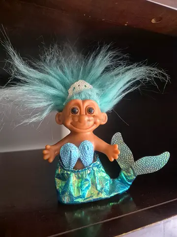 Vintage Mermaid Troll Doll with Blue Hair